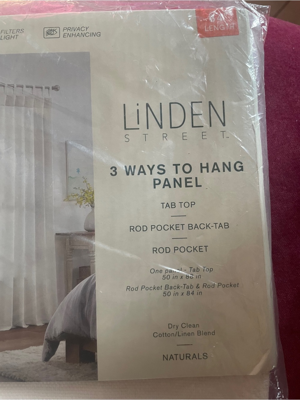 Naturals 3-Way Hanging Curtain Panel in Cream